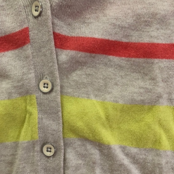 GAP Cream, Coral, & Bright Yellow Striped Cardigan - Picture 5 of 5